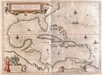 Caraïbes, Hounduras et Floride, dans "Theatrum Orbis Terrarum, sive Atlas Novus" de Willem Blaeu, Amsterdam