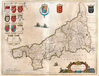 Cornouailles, dans "Theatrum Orbis Terrarum, sive Atlas Novus" de Willem Blaeu, Amsterdam