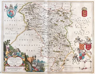 Darbieshire, dans "Theatrum Orbis Terrarum, sive Atlas Novus" de Willem Blaeu, Amsterdam