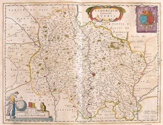 Département de la rivière Lot - Languedoc - Quercy, dans "Theatrum Orbis Terrarum, sive Atlas Novus" de Willem Blaeu, Amsterdam