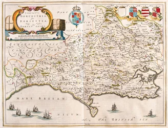 Dorchester (Dorset), dans "Theatrum Orbis Terrarum, sive Atlas Novus" de Willem Blaeu, Amsterdam