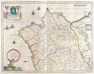 Galice Espagne, dans "Theatrum Orbis Terrarum, sive Atlas Novus" de Willem Blaeu, Amsterdam