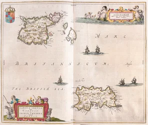 Garnsey - îles de Jersey, dans "Theatrum Orbis Terrarum, sive Atlas Novus" de Willem Blaeu, Amsterdam