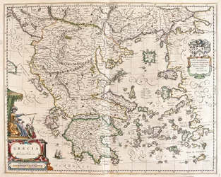 Grèce, dans "Theatrum Orbis Terrarum, sive Atlas Novus" de Willem Blaeu, Amsterdam