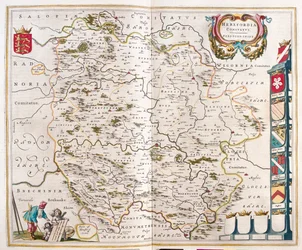 Herefordshire, dans "Theatrum Orbis Terrarum, sive Atlas Novus" de Willem Blaeu, Amsterdam