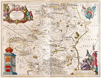 Comté de Hertford, dans "Theatrum Orbis Terrarum, sive Atlas Novus" de Willem Blaeu, Amsterdam
