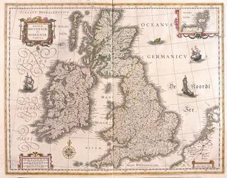 Irlande et Grande-Bretagne, dans "Theatrum Orbis Terrarum, sive Atlas Novus" de Willem Blaeu, Amsterdam