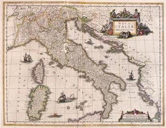 Italie et Corse, dans "Theatrum Orbis Terrarum, sive Atlas Novus" de Willem Blaeu, Amsterdam