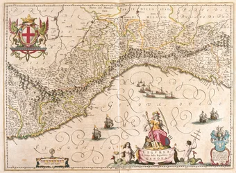 Ligurie, Italie, dans le "Theatrum Orbis Terrarum, sive Atlas Novus" de Willem Blaeu, Amsterdam
