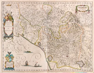 Lucques, Italie, dans "Theatrum Orbis Terrarum, sive Atlas Novus" de Willem Blaeu, Amsterdam