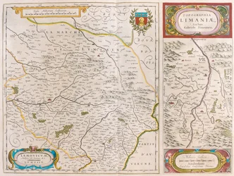 Lymoges - Clermont - Ferrand, dans "Theatrum Orbis Terrarum, sive Atlas Novus" de Willem Blaeu, Amsterdam