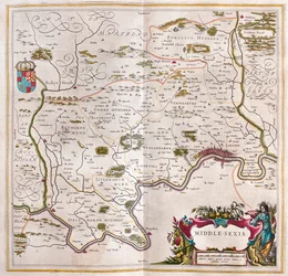 Middlesex, dans "Theatrum Orbis Terrarum, sive Atlas Novus" de Willem Blaeu, Amsterdam