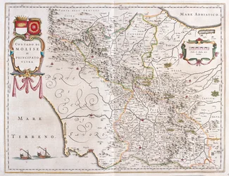 Molise, Benevento, Avellino, Italie, dans "Theatrum Orbis Terrarum, sive Atlas Novus" par Willem Blaeu, Amsterdam
