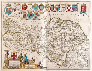 Partie nord du Yorkshire, dans "Theatrum Orbis Terrarum, sive Atlas Novus" de Willem Blaeu, Amsterdam