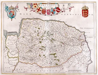 Northfolk, dans "Theatrum Orbis Terrarum, sive Atlas Novus" de Willem Blaeu, Amsterdam