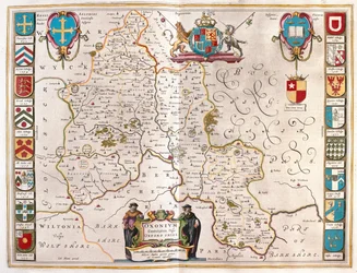 Oxfordshire, dans "Theatrum Orbis Terrarum, sive Atlas Novus" de Willem Blaeu, Amsterdam