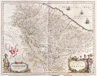 Pesaro et Urbino, Italie, dans "Theatrum Orbis Terrarum, sive Atlas Novus" de Willem Blaeu, Amsterdam