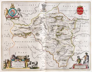 Radnorshire, dans "Theatrum Orbis Terrarum, sive Atlas Novus" de Willem Blaeu, Amsterdam