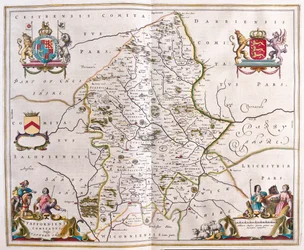 Staffordshire, n "Theatrum Orbis Terrarum, sive Atlas Novus" de Willem Blaeu, Amsterdam