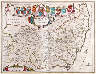 Suffolk, dans "Theatrum Orbis Terrarum, sive Atlas Novus" de Willem Blaeu, Amsterdam