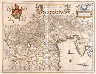 Terriorie de Vénétie et Terviso, Italie, dans "Theatrum Orbis Terrarum, sive Atlas Novus" de Willem Blaeu, Amsterdam