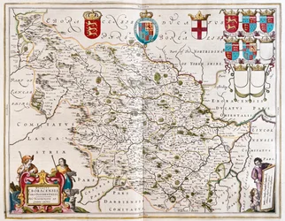West riding of Yorkshire, dans "Theatrum Orbis Terrarum, sive Atlas Novus" de Willem Blaeu, Amsterdam