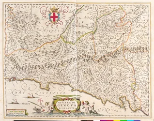 iRiviera orientale Ligurie, Italie, n "Theatrum Orbis Terrarum, sive Atlas Novus" par Willem Blaeu, Amsterdam
