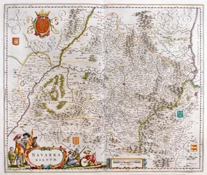 région comprenant Pampelune, Bayonne et Saint-Sébastien, dans "Theatrum Orbis Terrarum, sive Atlas Novus" de Willem Blaeu, Amsterdam