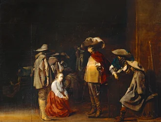 Corps de garde avec femme suppliant des soldats, dit aussi Les Maraudeurs - Guards with woman imploring the soldiers, also called The marauders ...