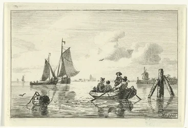 Quatre hommes dans une barque