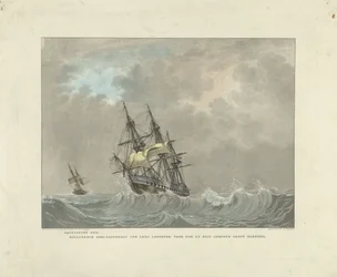 Navire à voile sur de hautes vagues