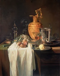 Nature morte avec aiguière, vases et grenade