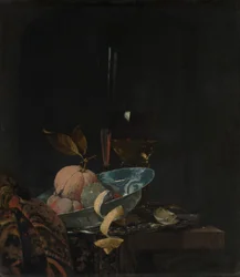 Nature morte avec fruits, verrerie et bol Wanli
