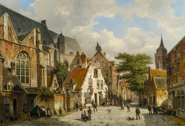 Scène de rue hollandaise en été