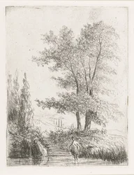 Paysage vallonné avec baigneuse