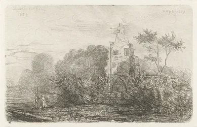 Paysage avec ruine et deux figures