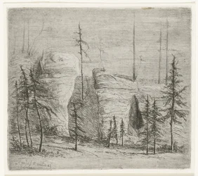 Paysage rocheux avec des pins, appelé Teufelkanzel