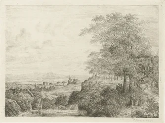 Paysage méridional avec temple et figures