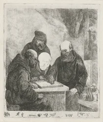 Moines jouant aux dames