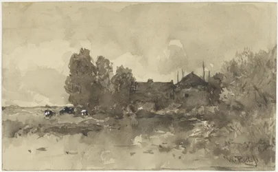 Paysage avec ferme