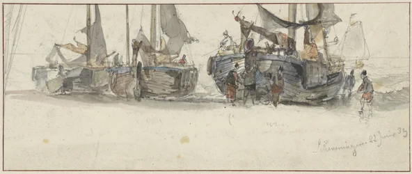 Bateaux de pêche sur la plage de Scheveningen