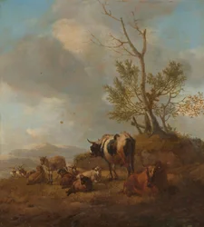 Paysage avec des animaux