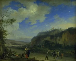 Paysage avec des gentilshommes jouant au pall-mall