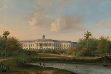 Vue arrière du palais de Buitenzorg avant le tremblement de terre du 10 octobre 1834