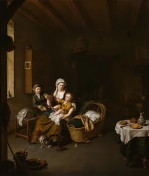 Une mère nourrissant son enfant (La mère heureuse)