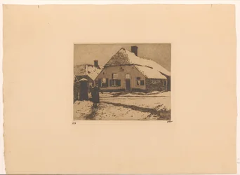Maisons enneigées le long d