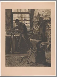 Forgeron au travail près d