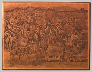 Vue sur les maisons et la végétation à Buitenzorg
