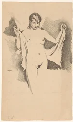 Femme nue debout se séchant