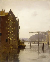 Vue du Rapenburgwal sur le Peperbrug et l